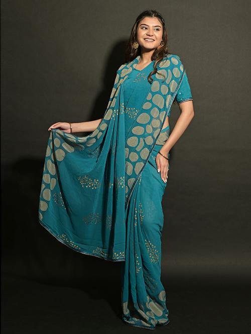 georgette printed saree - 19507201 - Very Small Image - 1