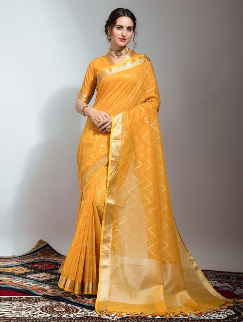linen weaved saree - 19507238 - Very Small Image - 1