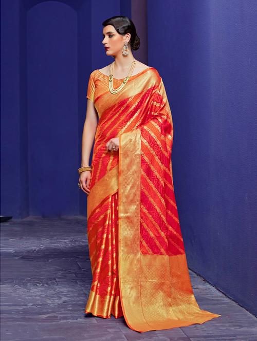 kanjivaram silk saree with blouse - 19507270 - Very Small Image - 1