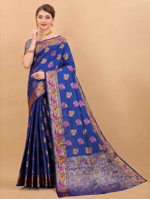 art silk woven saree with blouse - 19507322 - Very Small Image - 1