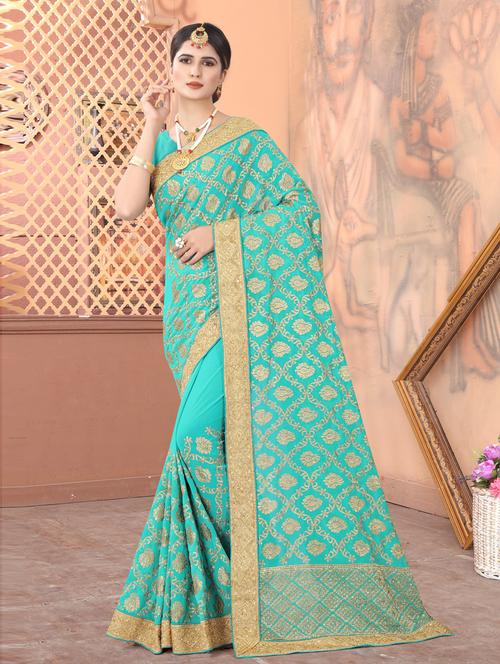 faux georgette printed saree with blouse - 19507326 - Very Small Image - 1