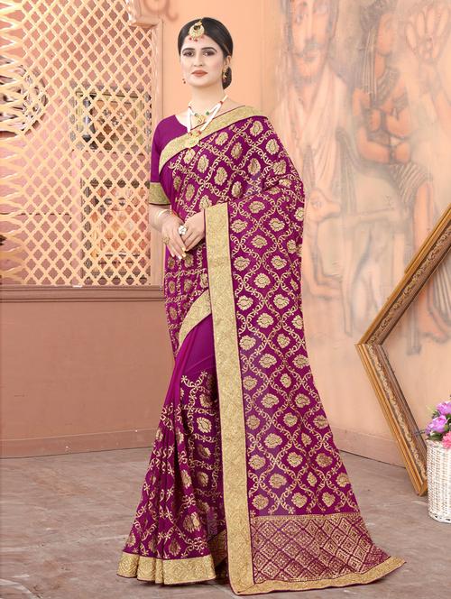 faux georgette printed saree - 19507327 - Very Small Image - 1