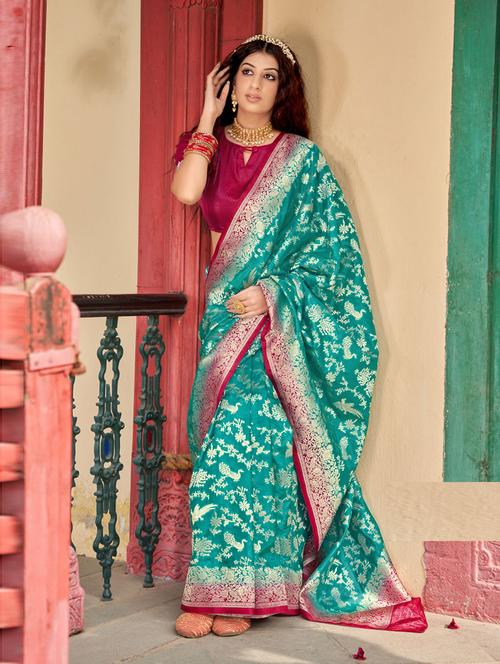 organza silk saree - 19507349 - Very Small Image - 1