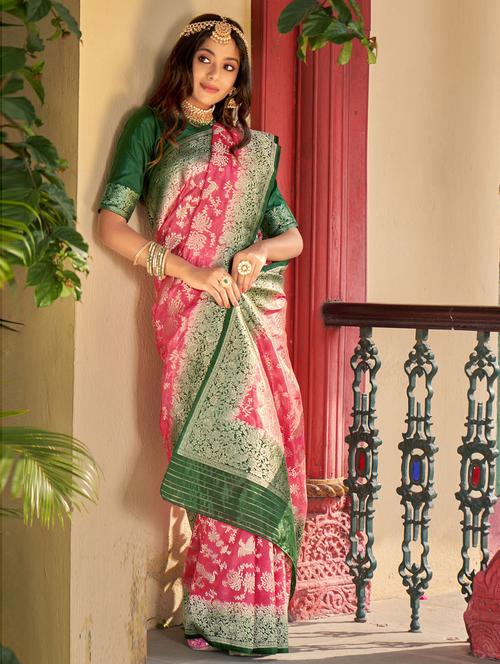 organza silk saree - 19507350 - Very Small Image - 1