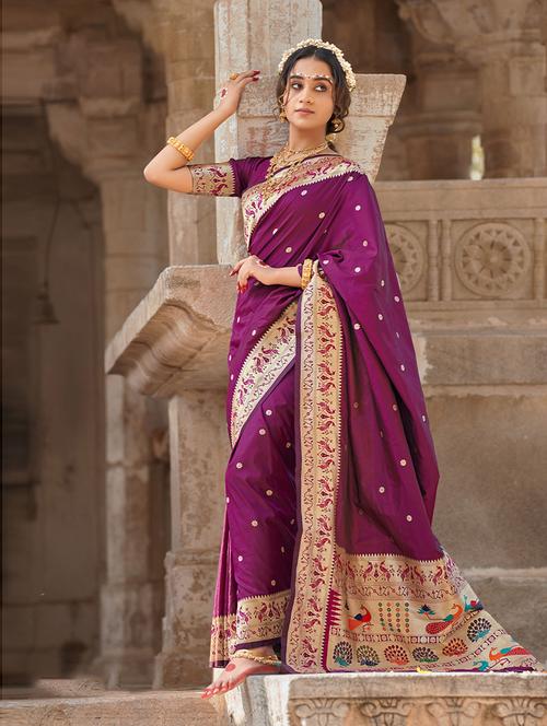 paithani silk saree with blouse - 19507358 - Very Small Image - 1