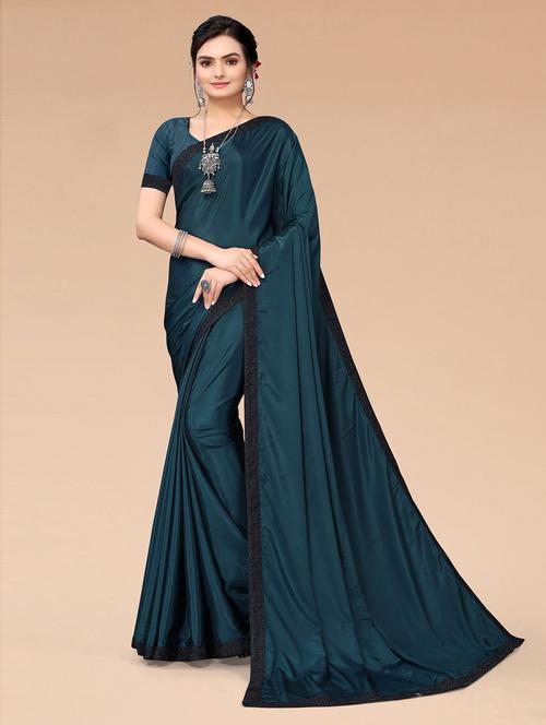 embellished border plain saree with blouse - 19507453 - Very Small Image - 1