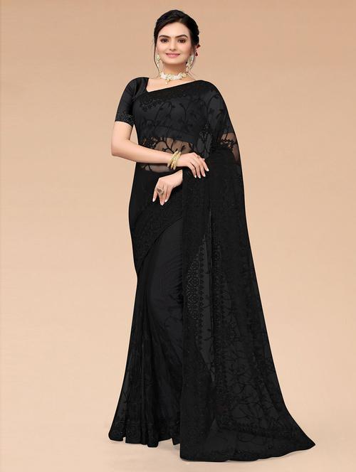 solid embroidered saree with blouse - 19507456 - Very Small Image - 1