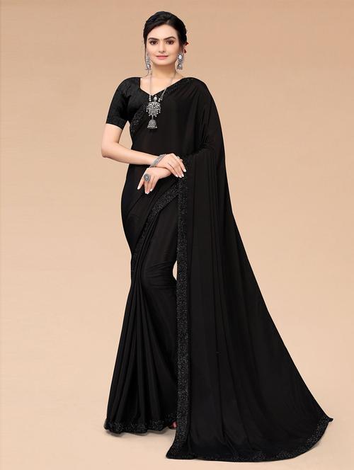 embellished border plain saree with blouse - 19507459 - Very Small Image - 1