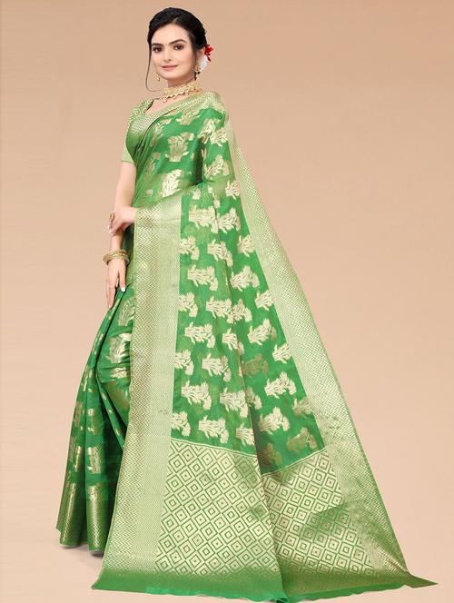 organza banarasi saree - 19507462 - Very Small Image - 1