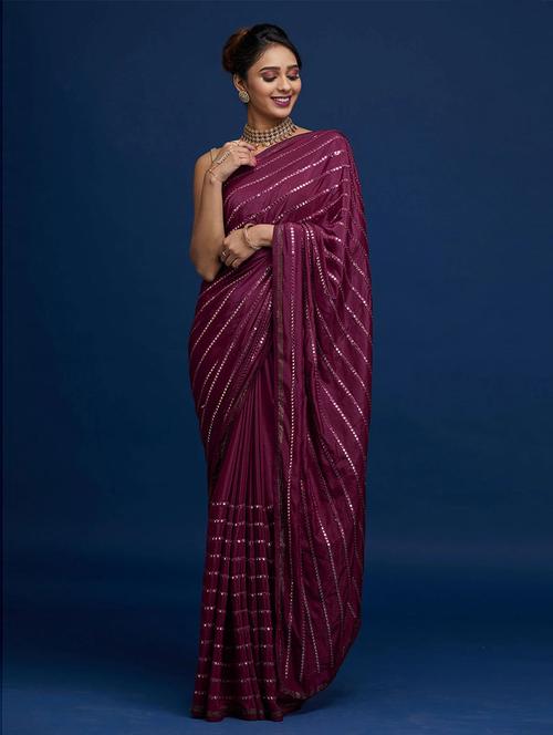 solid embroidered saree with blouse - 19507483 - Very Small Image - 1
