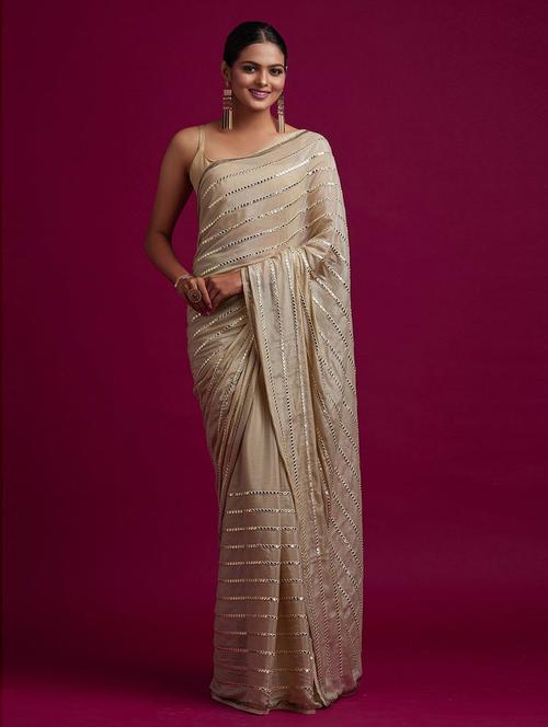 solid embroidered saree with blouse - 19507484 - Very Small Image - 1