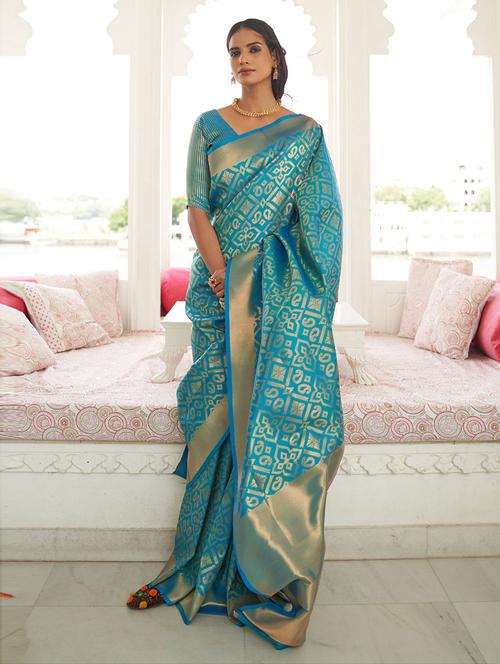 woven paithani saree with blouse - 19507502 - Very Small Image - 1