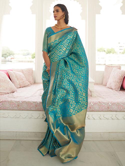 woven paithani saree with blouse - 19507506 - Very Small Image - 1