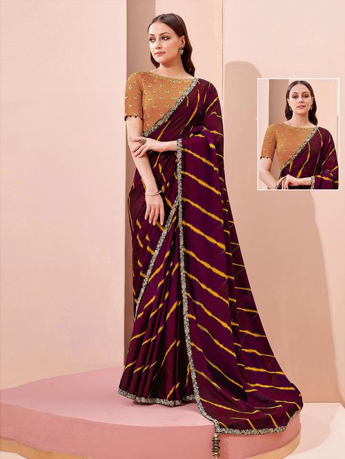 lace border leheriya saree - 19507526 - Very Small Image - 1