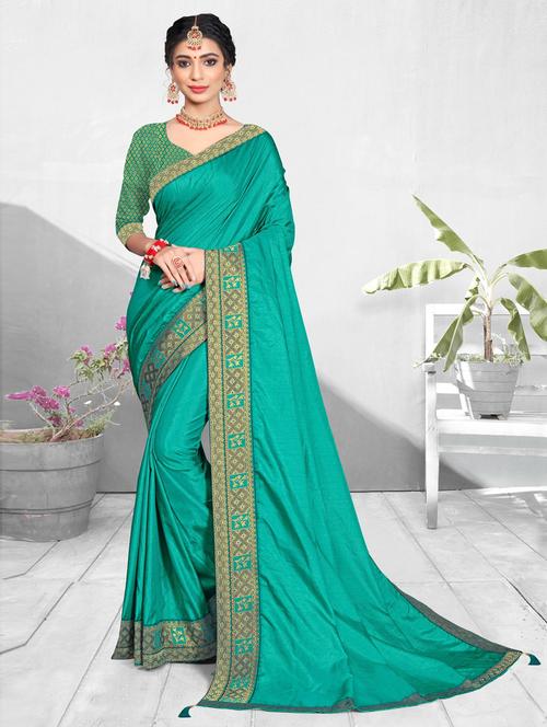 solid bordered saree - 19507601 - Very Small Image - 1