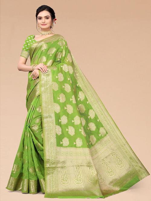 solid banarasi saree - 19507682 - Very Small Image - 1