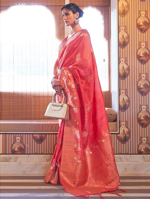 solid banarasi saree with blouse - 19507697 - Very Small Image - 1