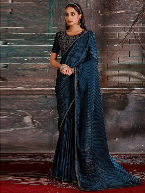 embellished border plain saree with blouse - 19507703 - Very Small Image - 1