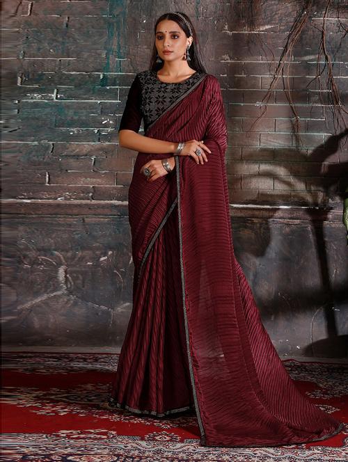 embellished border plain saree - 19507705 - Very Small Image - 1