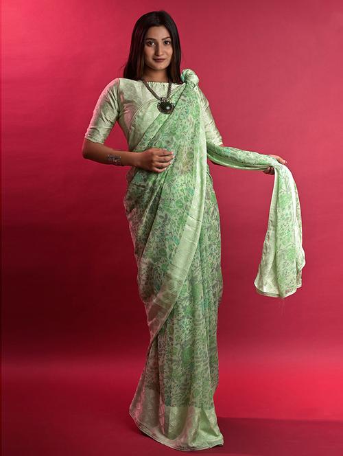 floral printed saree with blouse - 19507719 - Very Small Image - 1
