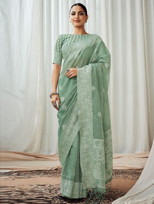 self design woven saree with blouse - 19507729 - Very Small Image - 1