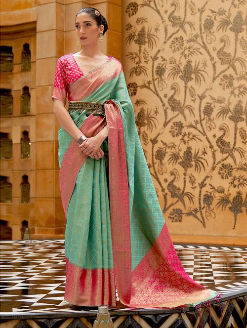 zari work woven saree with blouse - 19507737 - Very Small Image - 1