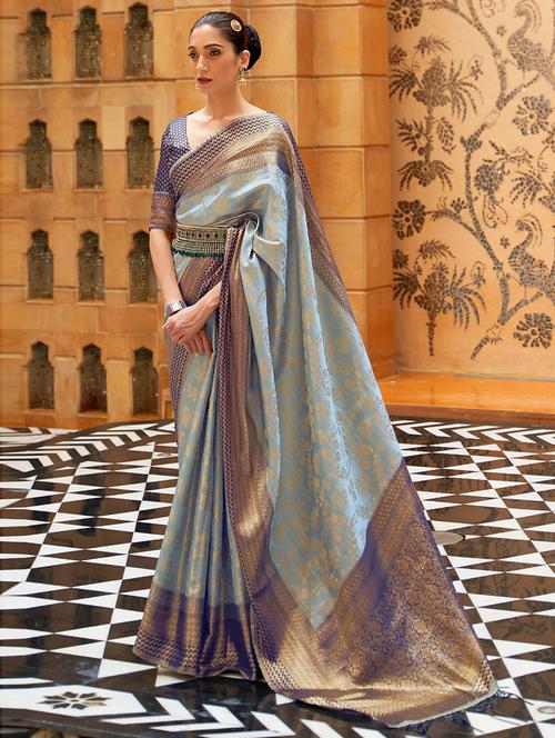 zari work woven saree - 19507739 - Very Small Image - 1