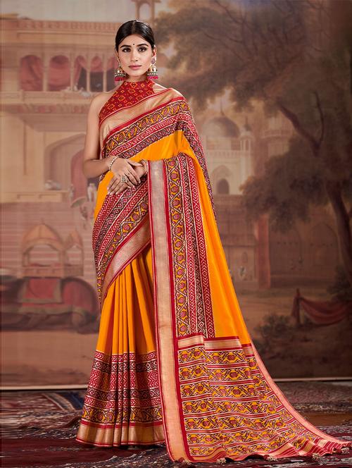 printed patola saree with blouse - 19507760 - Very Small Image - 1