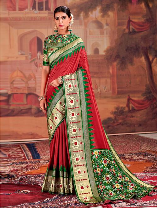 printed patola saree with blouse - 19507762 - Very Small Image - 1