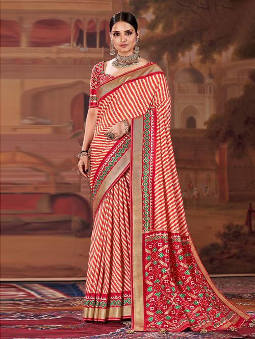 printed patola saree with blouse - 19507764 - Very Small Image - 1