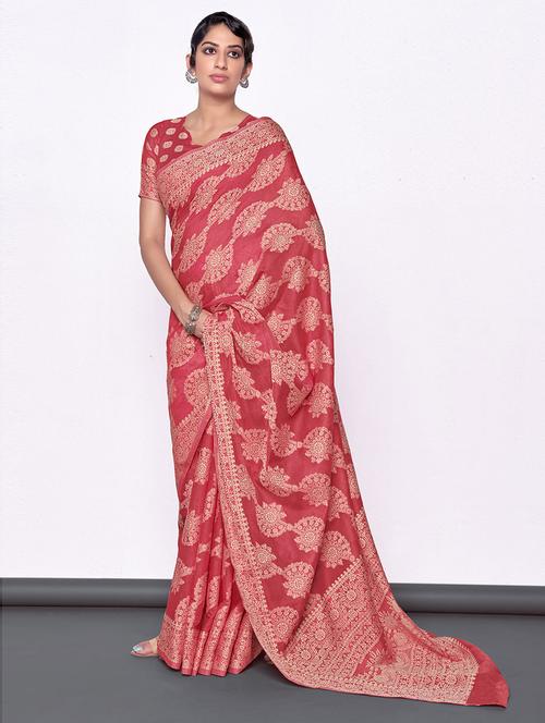 self-design woven saree with blouse - 19507774 - Very Small Image - 1