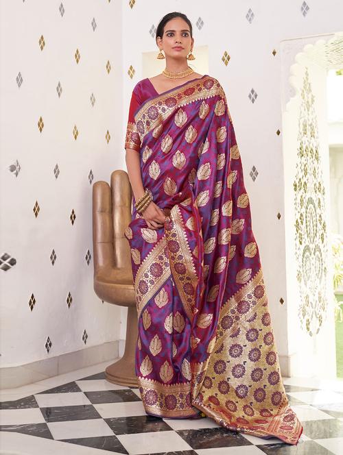 zari work banarasi saree with blouse - 19507786 - Very Small Image - 1