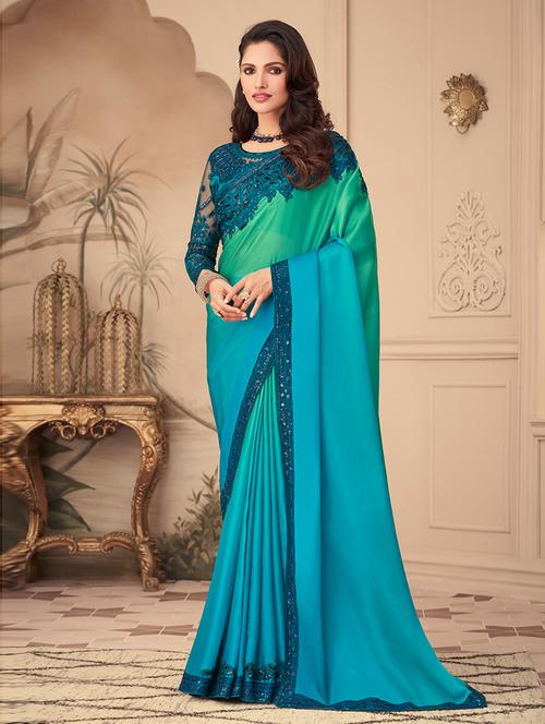 plain silk saree with blouse - 19507834 - Very Small Image - 1