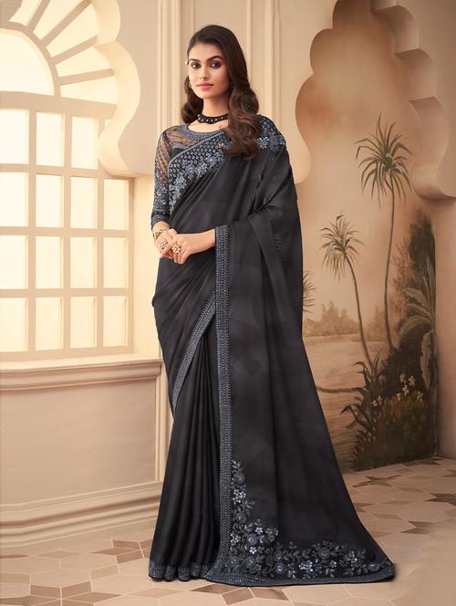 plain silk saree with blouse - 19507835 - Very Small Image - 1