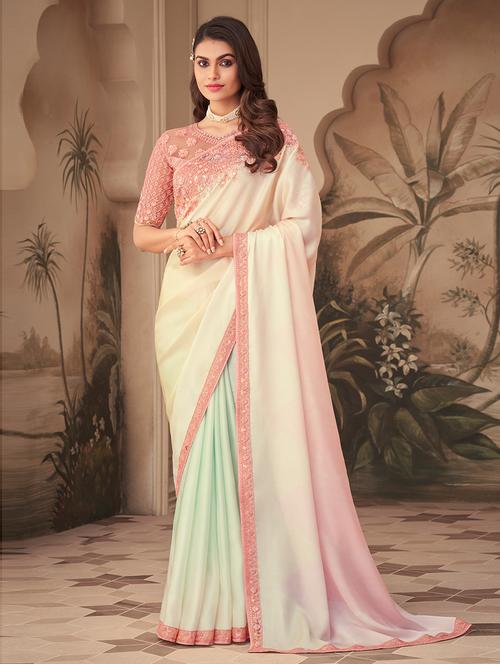plain silk saree with blouse - 19507840 - Very Small Image - 1