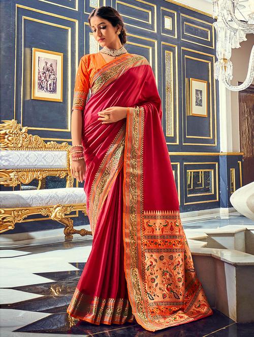 self designed woven saree with blouse - 19507861 - Very Small Image - 1