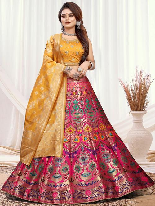 self design unstitched lehenga - 19508753 - Very Small Image - 1