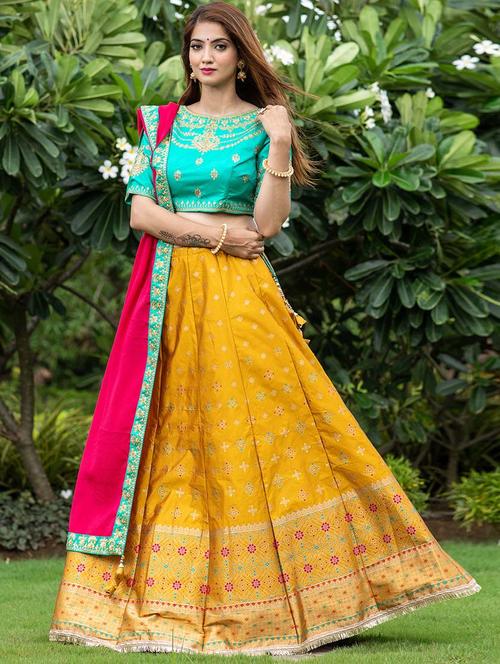 self design unstitched lehenga - 19508859 - Very Small Image - 1