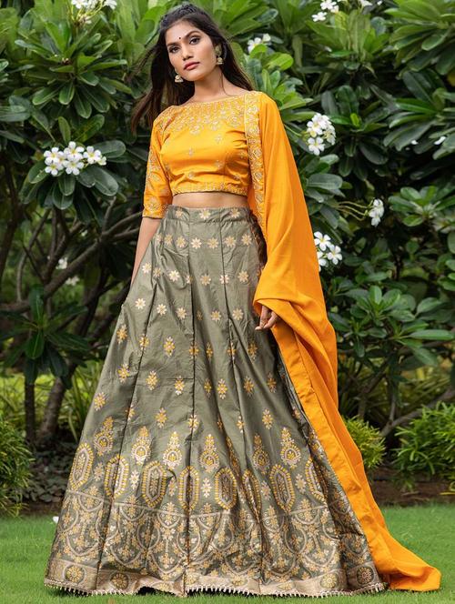 self design unstitched lehenga - 19508865 - Very Small Image - 1