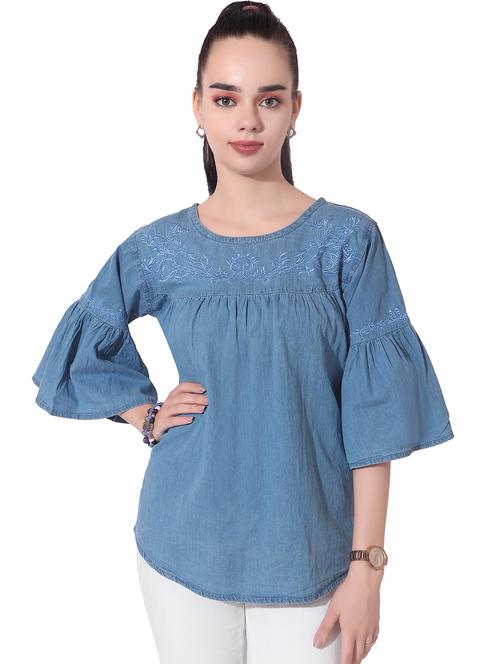 self design denim regular top - 19509163 - Very Small Image - 1