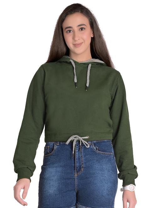 hooded neck solid sweatshirt - 19509199 - Very Small Image - 1