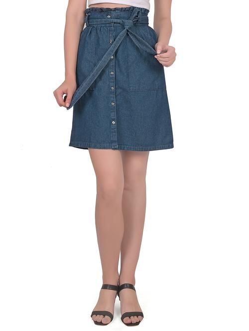 blue denim a-line skirt - 19509210 - Very Small Image - 1