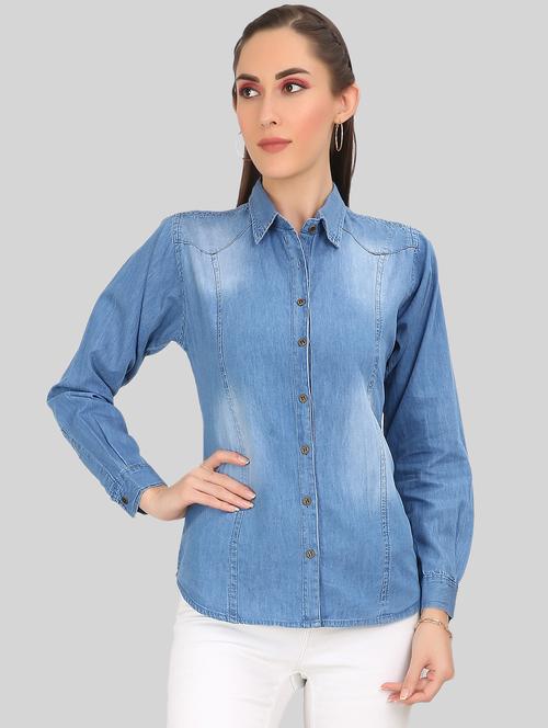 light blue denim regular shirt - 19509222 - Very Small Image - 1