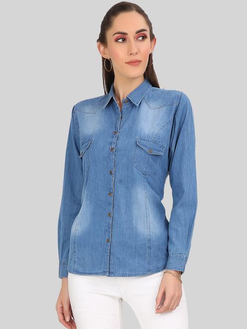 light blue denim regular shirt - 19509226 - Very Small Image - 1