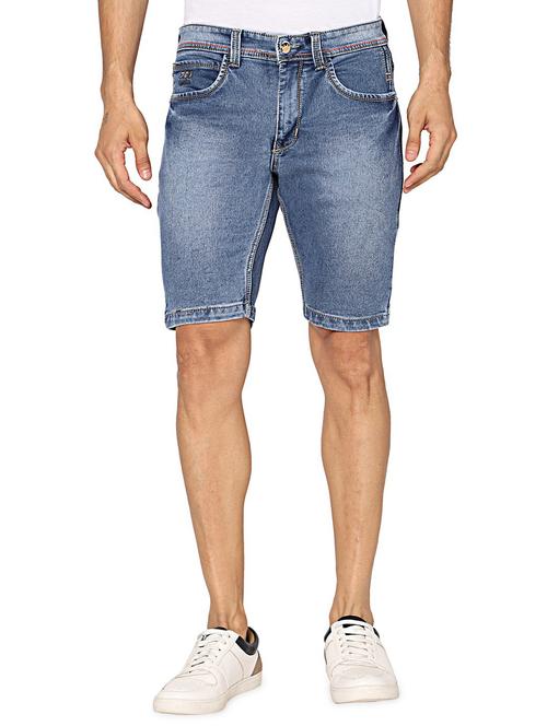 mid rise solid denim bermuda shorts - 19509583 - Very Small Image - 1
