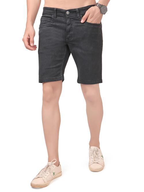 mid rise solid denim bermuda shorts - 19509597 - Very Small Image - 1
