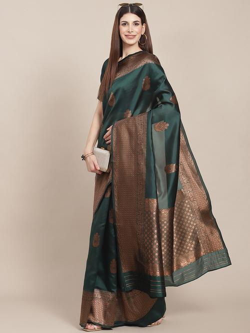 green self design banarasi saree - 19509843 - Very Small Image - 1