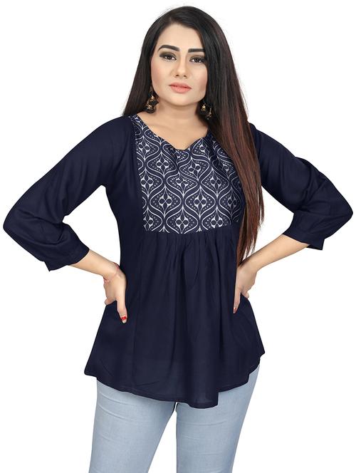 self design viscose regular top - 19509861 - Very Small Image - 1