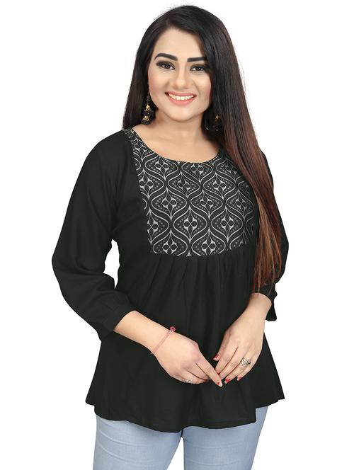 self design viscose regular top - 19509863 - Very Small Image - 1