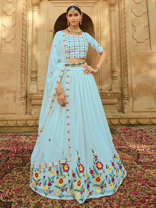 embroidered lehenga choli set with dupatta - 19509963 - Very Small Image - 1